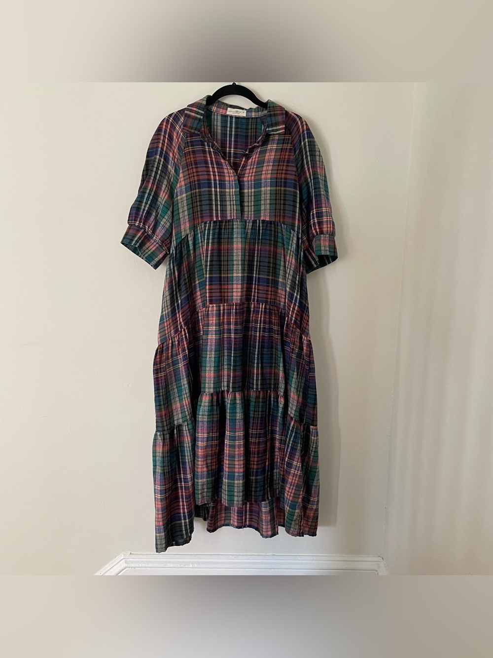 Natural Life Rebecca Midi Dress in Rainbow Plaid Flannel medium - Picture 2 of 6